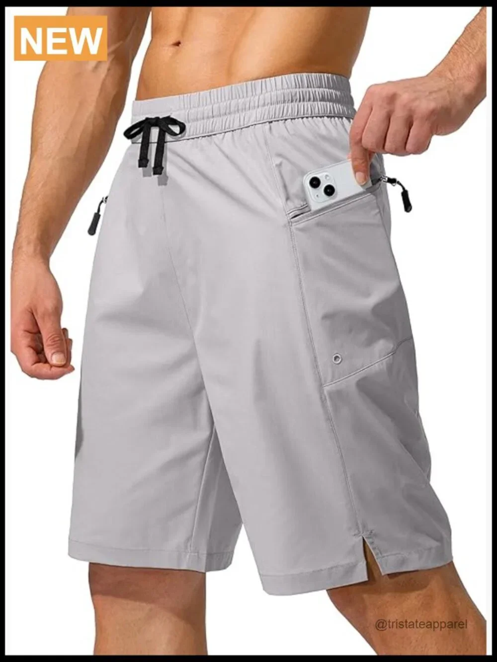 Men's Quick Dry Board Shorts with Zipper Pockets, No Mesh Liner
